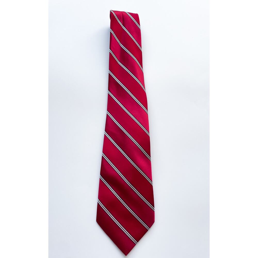 Bugatti Red Diagonal Stripe Silk Necktie